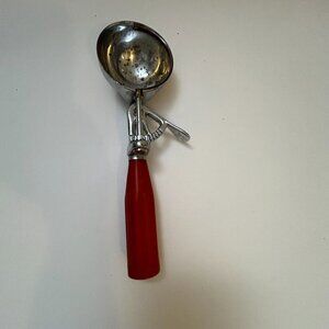 Bakelite Red Handle Shore Craft Ice Cream Scoop Cone Works!! 8-1/2" x 2" Heavy